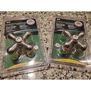 DANCO UNIVERSAL CROSS-STYLE NICKEL FINISH FAUCET HANDLE MPN 89255 Set of 2